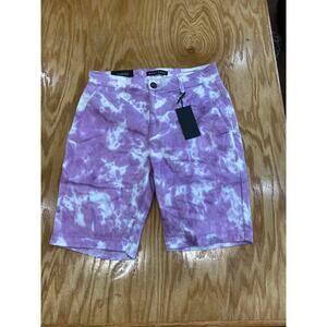 Monfrère Shorts Men's 30 Purple White Chino Cruise Newport Tie-Dye Zip-Fly B62